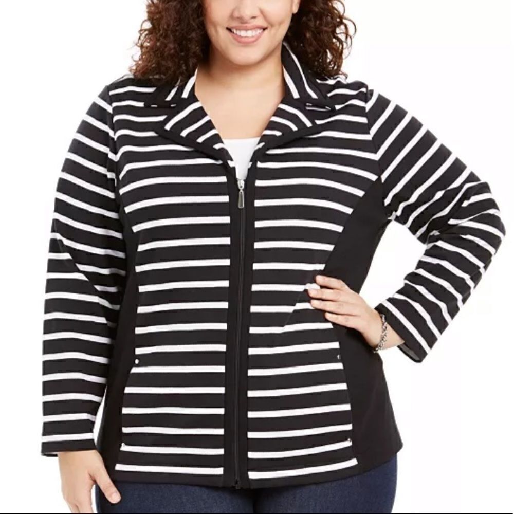 Karen Scott Notch Collar Zip-Front Jacket Womens size 0X